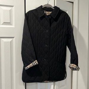 Women’s Quilted Black Burberry Coat, Sz. L. Only worn a couple times.  Mk ofr!
